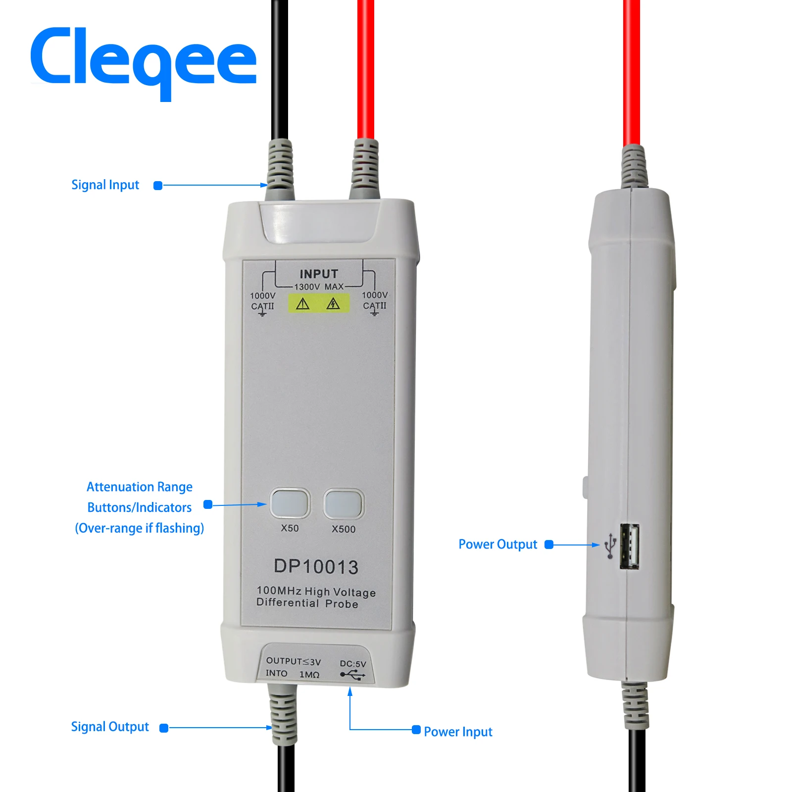 High Voltage Differential Probe 100Mhz 1300V - ออสซิลโลสโคปแรงดันสูง Cleqee 1300V 100MHz + หัววัด