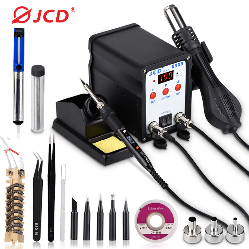 Smd Rework Station Hot Air Soldering 2 In 1 - เครื่องเชื่อม jcd อุปกรณ์เชื่อมสายไฟ2 in 1เครื่องเชื่อมเหล็ก750W พร้อมปืนลมร้อน
