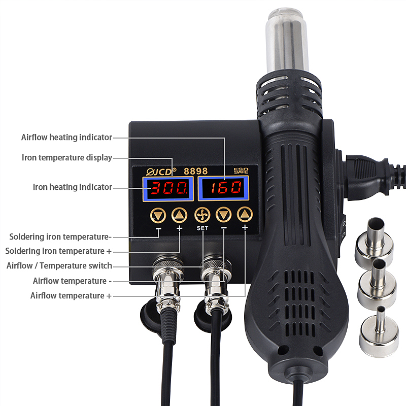 2 in 1 750W HOT AIR GUN จอแสดง - Smd Rework Station Hot Air Soldering 2 In 1 บทวิจารณ์และราคา