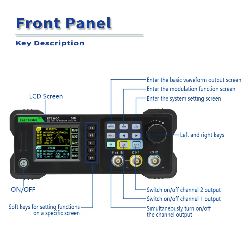 East เครื่องทดสอบ ET3320/40/60 - Dual Channel Arbitrary Waveform Function Generator 60Mhz บทวิจารณ์และราคา