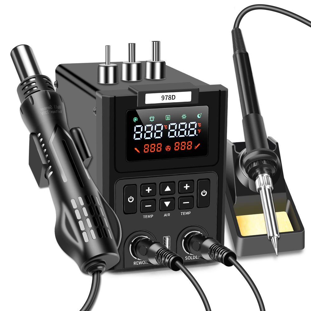 ปืนลมร้อนแบบดิจิตอล LED คู่ พร - Smd Rework Station Hot Air Soldering 2 In 1 บทวิจารณ์และราคา