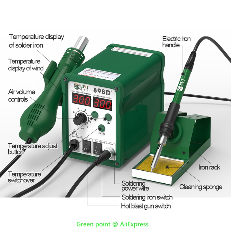 BST-898D + จอแสดงผล LED 2 In 1 - Smd Rework Station Hot Air Soldering 2 In 1 บทวิจารณ์และราคา